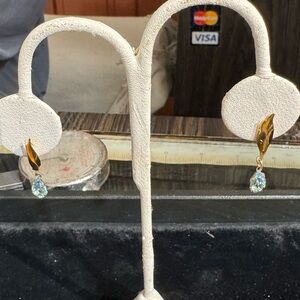 14 Kt Yellow Gold and Aquamarine Earrings